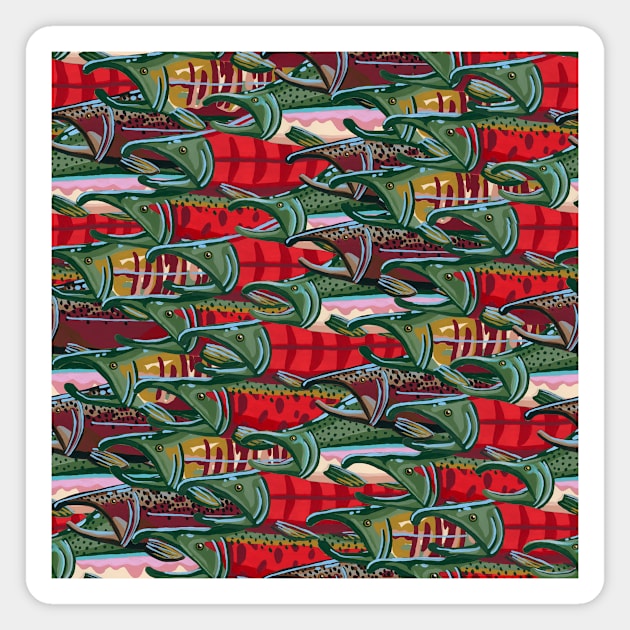 Large Layered Salmon Pattern Magnet by paintedpansy